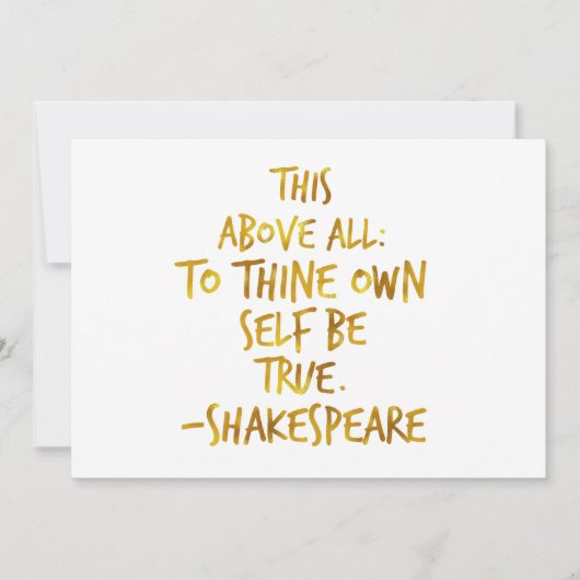 Carte Devis Motivationnel Shakespeare Gold Faux Foil (Devant)
