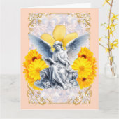 Carte Dévotion dorée - Ange tournesol (Fleur jaune)
