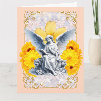 Carte Dévotion dorée - Ange tournesol