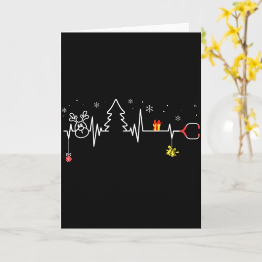 Carte Devoxtee Christmas Tree Heartbeat Funny Christmas  (Fleur jaune)