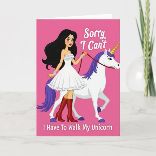 Carte d'excuse de promenade de licorne (Devant)