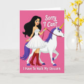 Carte d'excuse de promenade de licorne (Fleur jaune)
