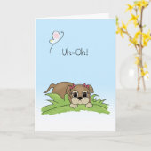 Carte d'excuses mignonne Big Brown Chien Chien Yeu (Fleur jaune)