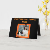 Carte d'Halloween amusante avec jolie sorcière Bas (Fleur jaune)