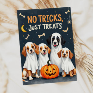 Carte d'Halloween amusante pour chien fantôme mign