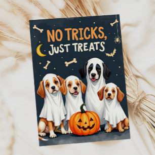 Carte d'Halloween amusante pour chien fantôme mign