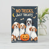 Carte d'Halloween amusante pour chien fantôme mign (Debout devant)
