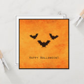Carte d'Halloween avec chauves-souris effrayantes (Devant/Arrière en situation)