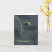 Carte d'Halloween avec Sorcière, Éclair et Lune (Fleur jaune)