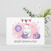 Carte d'Halloween Baby-Ghost petit garçon mignonne (Debout devant)