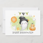 Carte d'Halloween Baby-Ghost petit garçon mignonne (Devant)