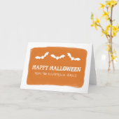 Carte d'Halloween Bats d'aquarelle blanche orange (Fleur jaune)