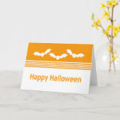 Carte d'Halloween Batty, orange et blanc (Fleur jaune)