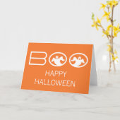 Carte d'Halloween Boo Ghosts, orange et blanc (Fleur jaune)