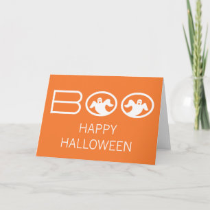Carte d'Halloween Boo Ghosts, orange et blanc