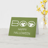 Carte d'Halloween Boo Ghosts, vert et blanc (Fleur jaune)