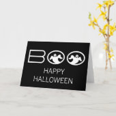 Carte d'Halloween Boo, noir et blanc (Fleur jaune)