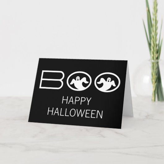 Carte d'Halloween Boo, noir et blanc (Devant)