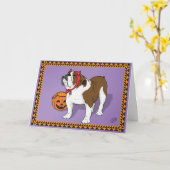 Carte d'Halloween Bulldog (Fleur jaune)