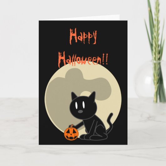 Carte d'Halloween Chat Noir (Devant)