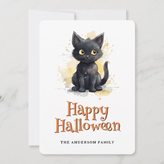 Carte d'Halloween Chat Noir Cute (Devant)