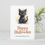 Carte d'Halloween Chat Noir Cute (Debout devant)