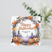 Carte d'Halloween citrouille Bats Watercolor (Debout devant)