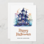 Carte d'Halloween Citrouille de la maison hantée v (Devant / Derrière)
