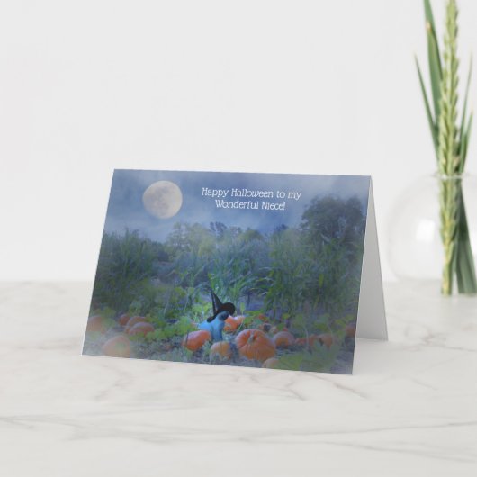 Carte d'Halloween Citrouille pour sorcière nièce m (Devant)