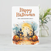 Carte d'Halloween Citrouilles de chauve-souris de (Debout devant)