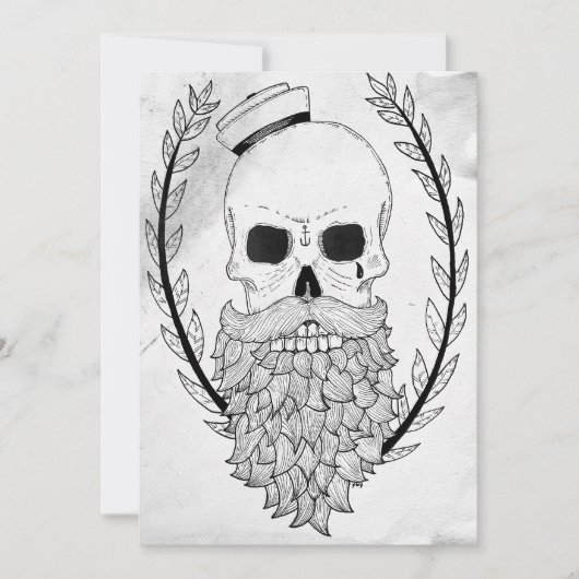 Carte d'Halloween Crâne de Marin (Devant)