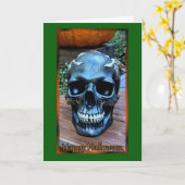 Carte d'Halloween crâne noir (Fleur jaune)
