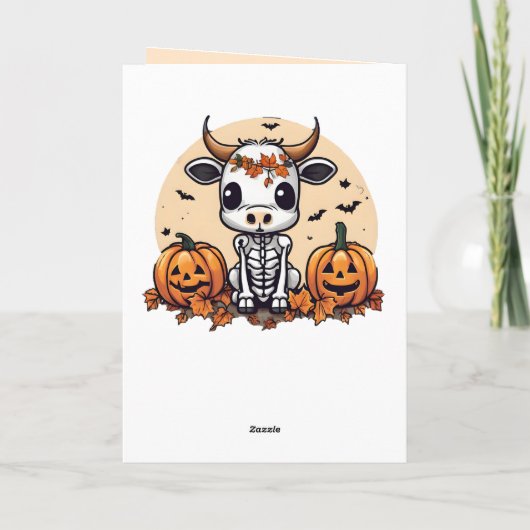 Carte d'Halloween Cute Cow Skeleton (Dos)