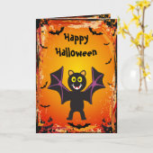 Carte d'Halloween Cute Vampire Batte (Fleur jaune)
