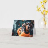 Carte d'Halloween Dachshund (Fleur jaune)