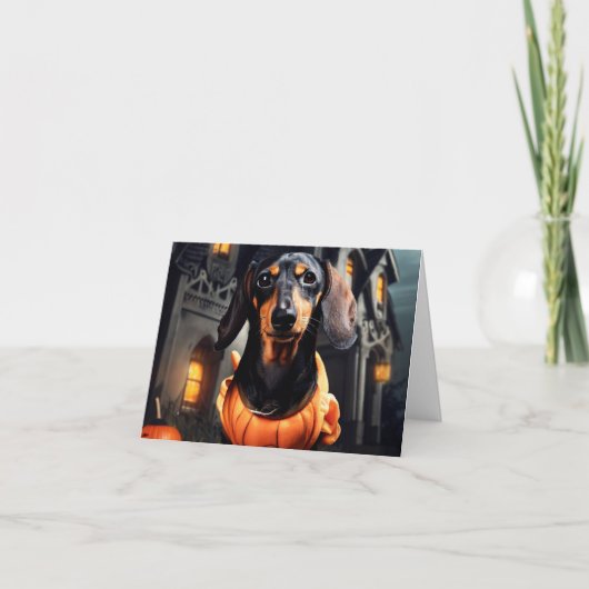 Carte d'Halloween Dachshund (Devant)