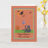 Carte d'Halloween de chat animal de compagnie (Fleur jaune)