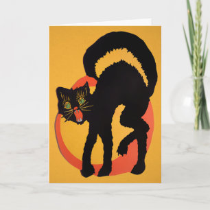 Carte d'Halloween de chat rétro