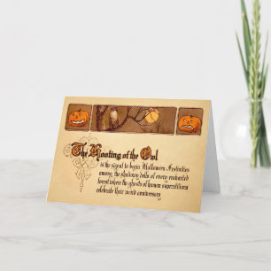 Carte d'Halloween de Chouette à captation vintage