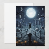 Carte d'Halloween de cimetière (Devant / Derrière)