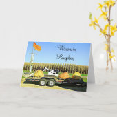 Carte d'Halloween de la vache laitière Citrouille  (Fleur jaune)