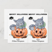 Carte d'Halloween de l'école Cute Kitty (Devant / Derrière)
