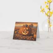 Carte d'Halloween de patchs citrouille (Fleur jaune)