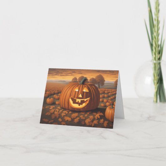 Carte d'Halloween de patchs citrouille (Devant)