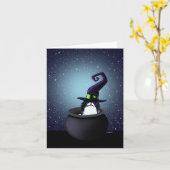 Carte d'Halloween de sorcière japonaise (Fleur jaune)