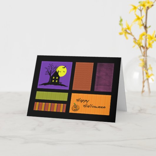 Carte d'Halloween de style appliqué (Fleur jaune)
