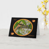 Carte d'Halloween de taille noire (Fleur jaune)