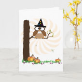 Carte d'Halloween de Witch Owl (Fleur jaune)
