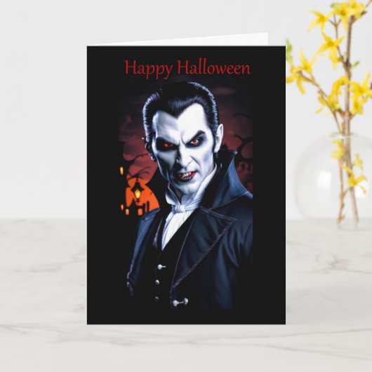 Carte d'Halloween Dracula (Fleur jaune)