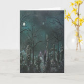 Carte d'Halloween du cimetière fantôme (Fleur jaune)